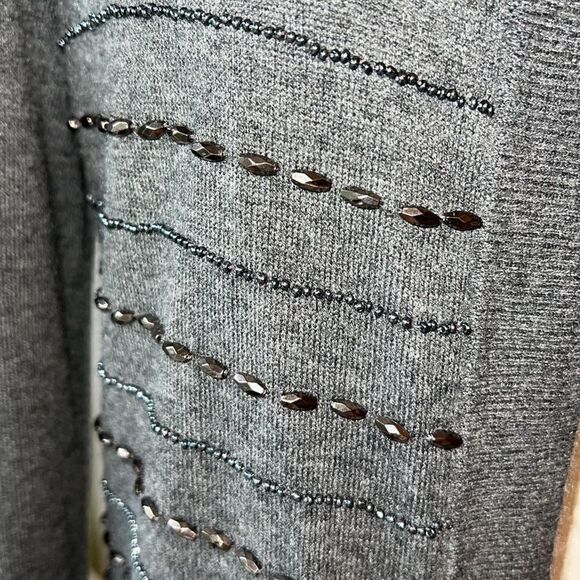 Talbots Grey w beading Lambswool Cardigan sweater Women’s S New w Tags - Picture 6 of 16